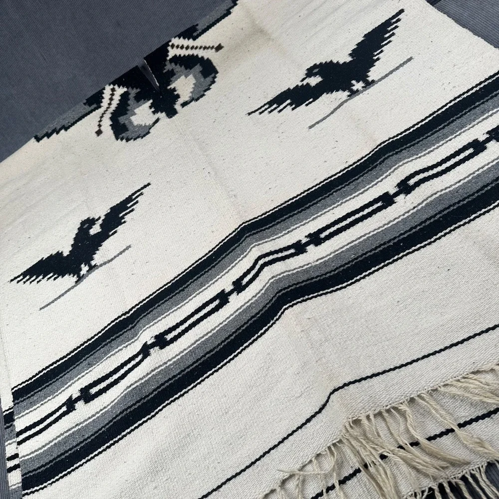 Vintage‎ Mexican Rug Blanket Poncho 75
